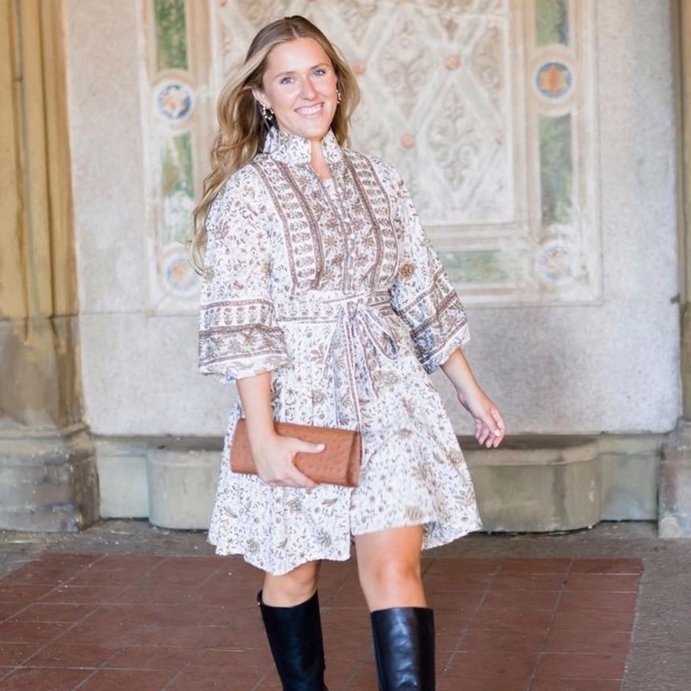 Sue Sartor Flounce™ Short dress Teak/Sienna Parterre print- Beautiful!!